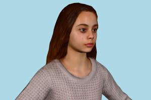 Emily Kid Female young, child, children, kids, kid, posed, girl, female, people, scanned, rigged, renderpeople